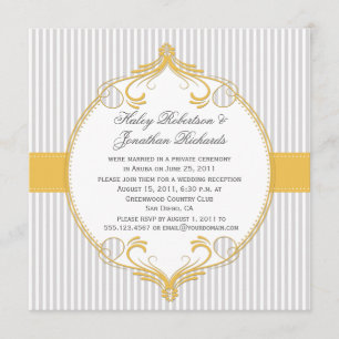 Invitation Le blanc gris de cadre jaune barre le mariage