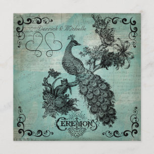 Invitation Le bleu chantent à un paon de chanson le