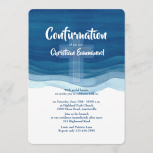Invitation Le bleu ondule l'invitation de confirmation