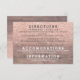 Invitation Le bois rustique de parties scintillantes roses