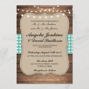 Invitation Le bois rustique de toile de jute de mariage