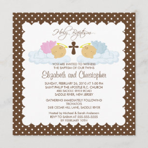 Invitation Le bonbon jumelle le baptême saint Inviation de