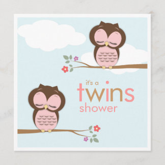 Invitation Le bonbon jumelle l'invitation rose de baby shower