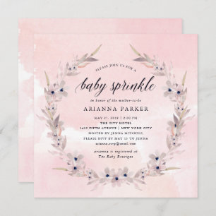 Invitation Le bonheur   d'aquarelle rougissent bébé floral