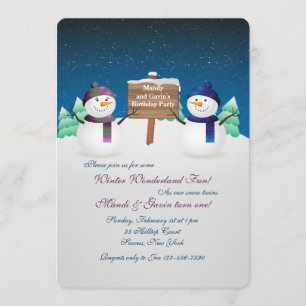 Invitation Le bonhomme de neige jumelle l'invitation