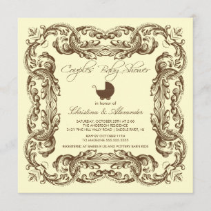Invitation Le brun vintage de cadre couple l'invitation de