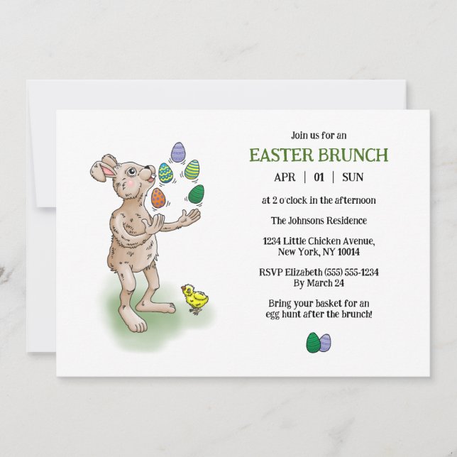 Invitation Le brunch du lapin de Pâques (Devant)