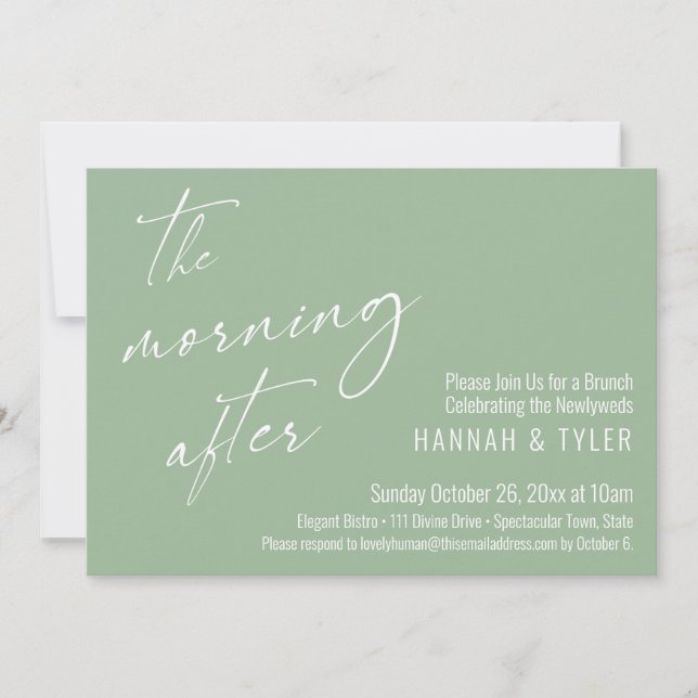 Invitation Le brunch du lendemain de mariage Vert sauge (Devant)