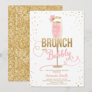 Invitation Le brunch et la Fête de la mariée pétillante