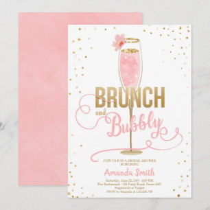 Invitation Le brunch et la Fête de la mariée pétillante