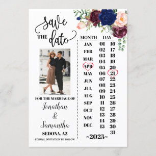 Invitation Le calendrier photo sauve la date mariage de la ma