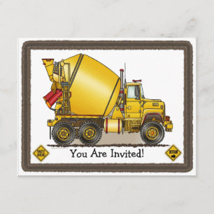 Invitation Le camion concret badine l'invitation de partie