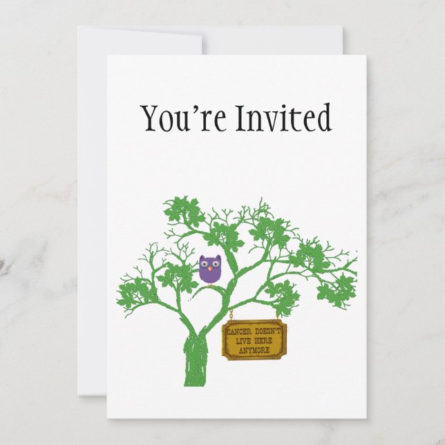 Invitation Le cancer ne vit pas ici Le hibou des arbres (Devant)