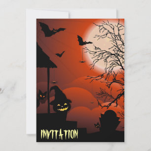 Invitation Le cauchemar de la lune sanglante d'Halloween