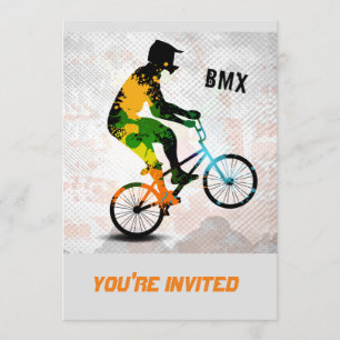 Invitation Le cavalier de BMX en peinture abstraite