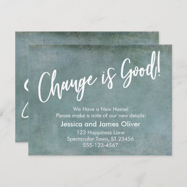 Invitation Le changement est bon ! Grunge Blue Moving Faire-p (Devant / Derrière)