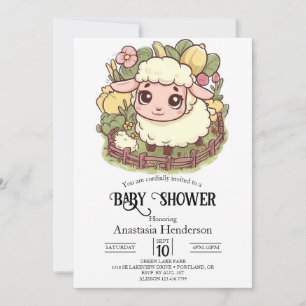 Invitation Le Charmant Petit Baby shower Mouton