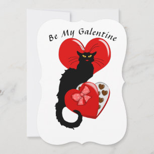Invitation Le Chat Noir Cœur Bonbon Saint-Valentin
