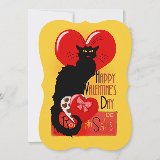 Invitation Le Chat Noir Cœur Bonbon Saint-Valentin  (Devant)