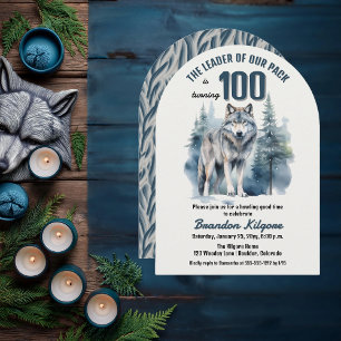 Invitation Le chef de notre pack Wolf 100e fête d'anniversair