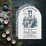 Invitation Le chef de notre pack Wolf 21e fête d'anniversaire<br><div class="desc">"The Leader of Our Pack Is Turning 21",  21ème anniversaire pour votre Alpha préféré. Il présente une majestueuse silhouette de loup solitaire contre une forêt à feuillage persistant.</div>