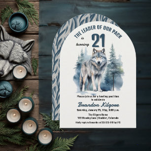 Invitation Le chef de notre pack Wolf 21e fête d'anniversaire