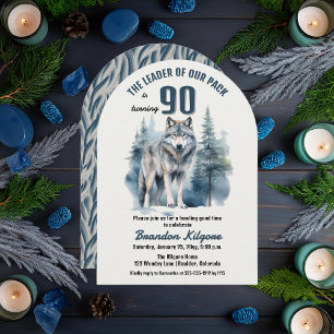 Invitation Le chef de notre pack Wolf 90e fête d'anniversaire