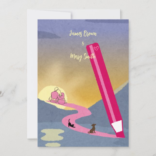 Invitation Le chemin que nous empruntons au mariage (Devant)