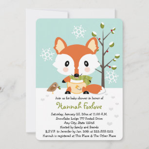Invitation Le chevreuil d'hiver dans le Baby shower des plong