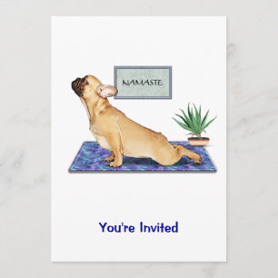 Invitation Le Chien à la française en train de faire du yoga