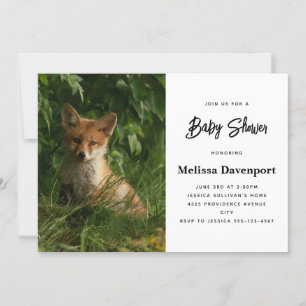 Invitation Le chou renard dans un Baby shower de forêt verte