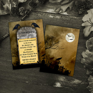 Invitation Le cimetière Raven Éffrayant Tombstone Halloween