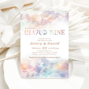 Invitation Le Cloud Nine Rainbow Baby shower nuageux