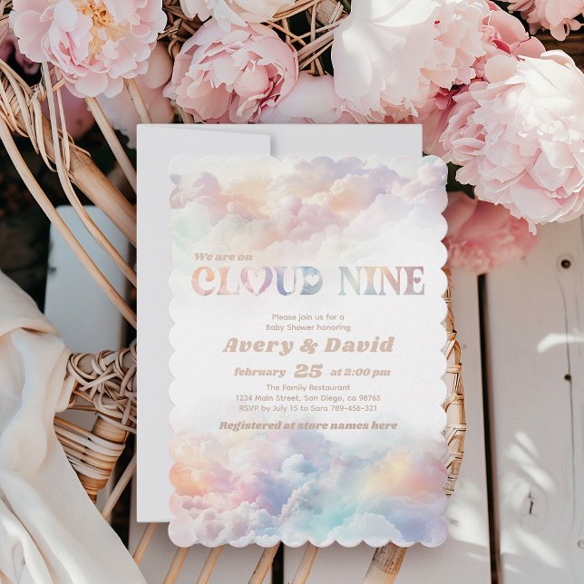 Invitation Le Cloud Nine Rainbow Baby shower nuageux (Créateur téléchargé)