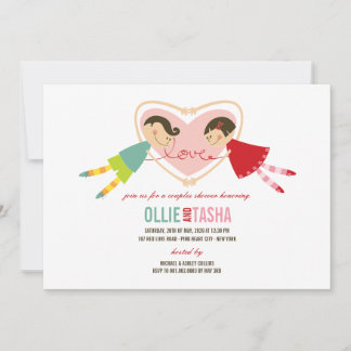 Invitation Le coeur d'amour de fille de garçon de bande