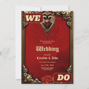 Invitation Le coeur gothique du feu et de l'or.