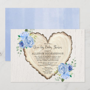 Invitation Le coeur rustique du garçon baby shower floral ble