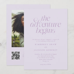Invitation Le commencement de l'aventure Mariage lilas minima