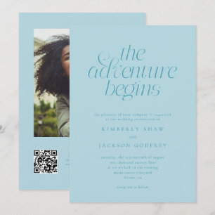 Invitation Le commencement de l'aventure Mariage minimal turq