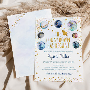 Invitation Le compte à rebours a commencé le Baby shower Blue