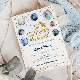 Invitation Le compte à rebours Blue Gold Space a commencé le 