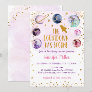 Invitation Le compte à rebours en or rose Galaxy a commencé l