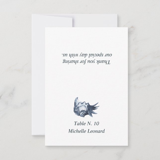 Invitation Le coquillage bleu | Table Mariage nautique (Devant)