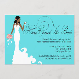 Invitation Le corail noir turquoise chic ici vient la jeune