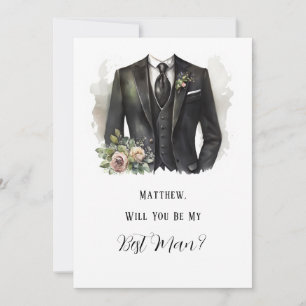 Invitation Le costume de l'homme et la flore seront-vous mon 