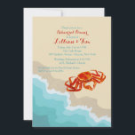 Invitation Le crabe sur l'invitation du rivage<br><div class="desc">Un crabe rouge rampe le long du bord du surf dans cette ravissante invitation. Parfait pour toute célébration d'été. La carte est facile à customiser avec votre libellé, police, couleur de police, options de forme de papier et choix de six types de papier. Pas exactement ce que vous cherchez ?...</div>