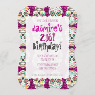 Invitation Le crâne à sucre Feliz Muertos sur les Damas viole