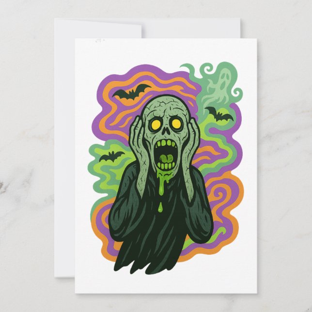 Invitation Le Cri – Dessin animé de zombie (Devant)