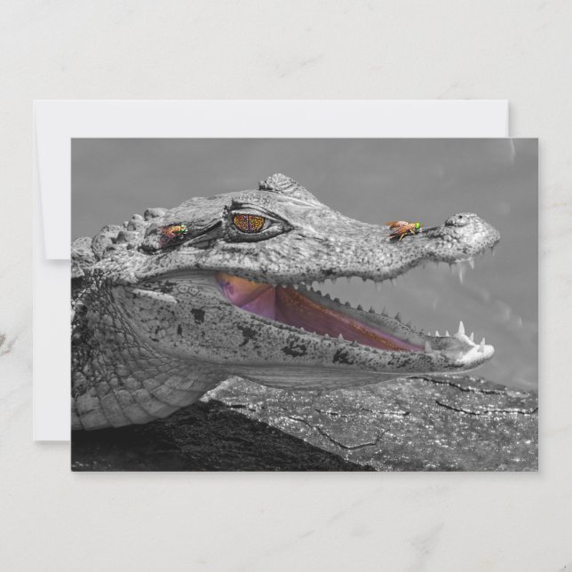 Invitation Le crocodile souriant et les mouches - Costa Rica (Devant)