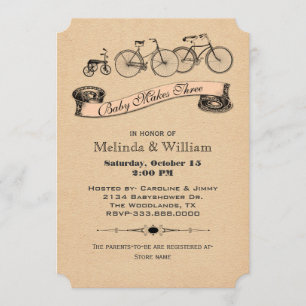 Invitation Le cru va à vélo l'invitation 2 de baby shower